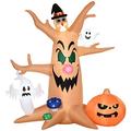 HOMCOM 8ft Inflatable Halloween Haunted Tree with Jack-o-lantern, Ghosts and Owl, Blow-Up Outdoor LED Display with Rotating Colourful Light for Garden, Party, Holiday