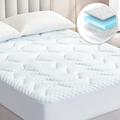 EHEYCIGA Memory Foam Mattress Topper Small Double Bed, Cooling Gel Mattress Pad with Extra Deep Pocket, Breathable Mattress Cover, 122x190x3cm, White