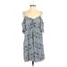 Ecote Casual Dress - Shift V Neck Sleeveless: Blue Dresses - Women's Size Small