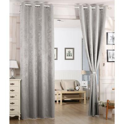 1 x Ready Made Thick Blackout curtains Thermal Ring Top Damask Eyelet Silver Grey 135x225 cm