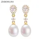 ZHBankruptcy-Boucles d'oreilles en perles d'eau douce pour femmes Boucles d'oreilles en or 18