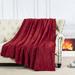 Willa Arlo™ Interiors Clarkedale Christmas Solid Flannel Fleece Blanket Polyester in Red | 90 H x 90 W in | Wayfair