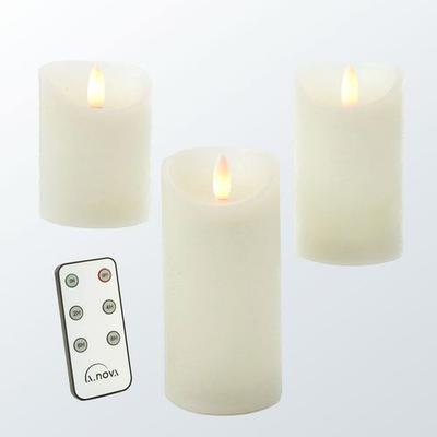 Kailee LED Flameless Candles Ivory Set of Three, Set of Three, Ivory