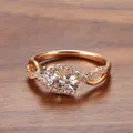 Bague de mariage Fiower en or rose 18 carats pour femme diamant 1 carat fiançailles mariée