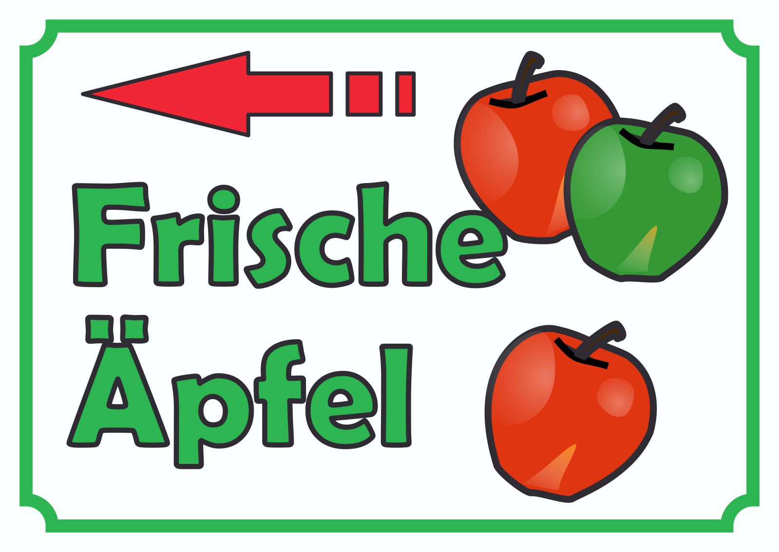Verkaufsschild Schild Äpfel links A2 (420x594mm) Image