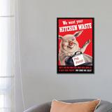 East Urban Home 'WWII Poster Featuring a Pig Standing w/ a Garbage Can' Vintage Advertisement on Canvas, in Black/Brown/Orange | Wayfair