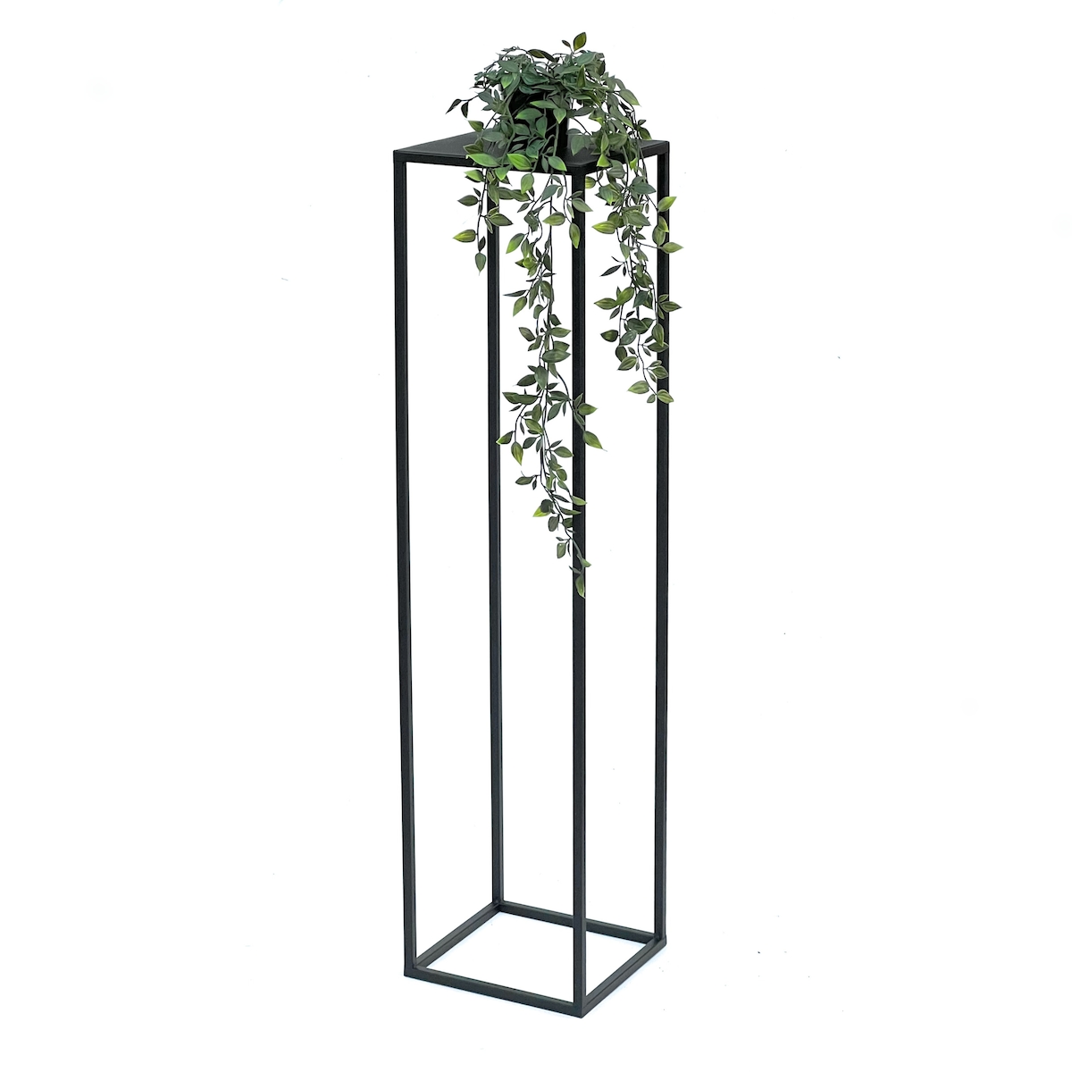 DanDiBo Blumenhocker Metall Schwarz Eckig 100 cm Blumenständer Beistelltisch 96351 Blumensäule Modern Pflanzenständer Pflanzenhocker Image