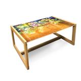 East Urban Home Watercolor Flower Coffee Table, Soft Colored Spring Flowers & Leaves On Misty Retro Backdrop Nature Art | Wayfair