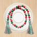 Bungalow Rose Bead Garland w/ Tassels For Natural Farmhouse Holiday Decorations, Wood | 36.22 H x 0.63 W x 0.63 D in | Wayfair