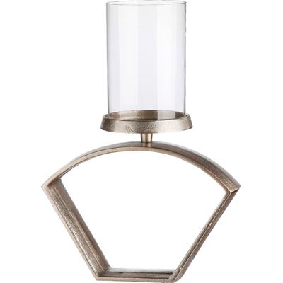 Windlicht CASABLANCA BY GILDE "Nostro, Weihnachtsdeko", beige (champagnerfarben), B:26cm H:20cm T:5cm, Aluminium, Glas, Kerzenhalter, aus Aluminium mit Glaseinsatz Image