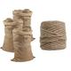 Meister Jutesäcke 105 x 60 cm - 3er Set - 50 kg Traglast - Ökologische Säcke aus Naturfaser - 100% Jute & Windhager Jute-Schnur Jutegarn Bindegarn Bindeschnur, natur, 4 mm x 50 m, 06158, beige