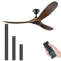 Ceiling Fan with Remote Control Walnut Ceiling Fan, Outdoor Ceiling Fan for Patio, Wood Ceiling Fan for Living Room Bedroom,Silent Reversible DC Motor, 6-Speed 8 h Timing (Walnut Ceiling Fan, 132cm)