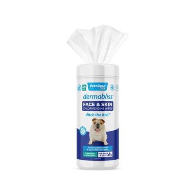 Vetnique Labs Dermabliss Medicated Face, Skin & Wrinkle Dog & Cat Wipes, 60 count