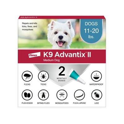 K9 Advantix II Flea & Tick Spot Treatment for Dogs, 11-20 lbs, 2 Doses (2-mos. supply)