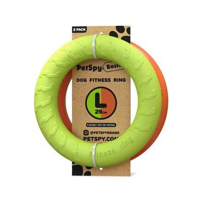 PetSpy Fitness Ring Dog Toy, Orange, Green, Large, 2 count