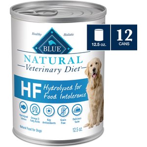 12.5-oz HF Hydrolyzed for Food Intolerance Grain-Free Canned Dog Food Blue Buffalo Natural Veterinary Diet case of 12