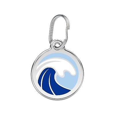 Red Dingo Wave Stainless Steel Personalized Dog & Cat ID Tag, Large