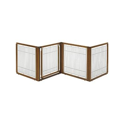 Richell Convertible Elite 4-Panel Gate for Dogs & Cats, Brown