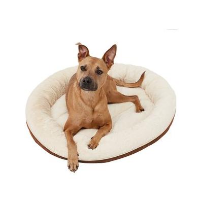 Frisco Faux Suede Donut Cuddler Dog Bed, Brown, Large