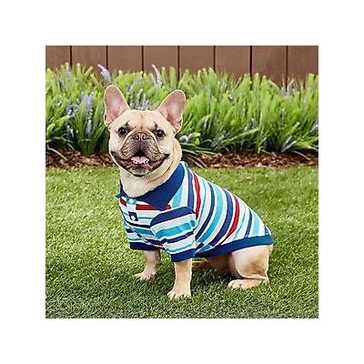 Frisco Striped Dog & Cat Polo Shirt, Red & Blue, Large