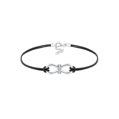 Elli - Elli Armband Leder Infinity Kristalle Silber Armbänder & Armreife 1 ct Damen