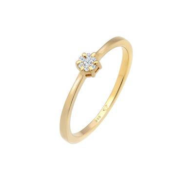 Elli DIAMONDS - Solitär Verlobung Diamant (0.045 ct.) 585 Gelbgold Ringe 1 ct Damen