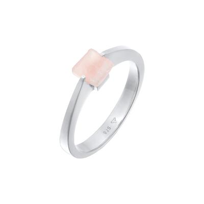Elli PREMIUM Ring Solitär Rosa Quarz Edelstein Viereck 925 Silber 54 Damen Image