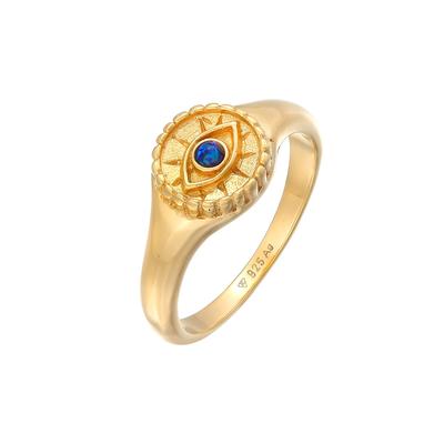 Elli - Elli Ring Siegelring Evil Eye Blue synth. Opal 925 Silber Ringe 1 ct Damen