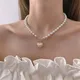 IFMYA – collier en forme de cœur avec pendentif en perles couleur or chaîne en perles ras du cou