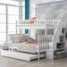 Versatile Design White Twin over Full Bunk Bed with Trundle and Staircase, with High Quality Pine Wood and Solid Construction