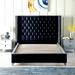 King Velvet Upholstered Bed with Deep Button Tufting