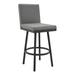 30 Inch Swivel Barstool with Metal Frame and Hexagonal Back
