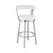 Swivel Barstool with Curved Design Open Back and Metal Legs, White and Silver - 19 L X 21 W X 40 H Inches