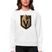 Women's Antigua White Vegas Golden Knights Primary Logo Team Victory Crewneck Pullover Sweatshirt