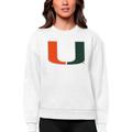 Women's Antigua White Miami Hurricanes Victory Crewneck Pullover Sweatshirt