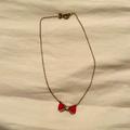 J. Crew Jewelry | J Crew Gold Tone Bow Tie Chain Rhinestone Necklace 18” | Color: Gold/Red | Size: Os