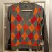 J. Crew Sweaters | J. Crew V-Neck Argyle Sweater (Wool/Cashmere Blend) - M | Color: Gray/Orange | Size: M