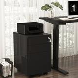 Inbox Zero Keemia 3-Drawer Mobile Vertical Filing Cabinet Metal in Black | 23.6 H x 14.8 W x 19.7 D in | Wayfair 976198C2587B4452BA1F8C5A3936DFB9