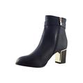 Lotus Navy Textile & Leopard-Print Monica Heeled Ankle Boots 6 UK