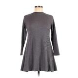 Charlotte Russe Casual Dress - Fit & Flare Crew Neck Long Sleeve: Gray Marled Dresses - Women's Size Small