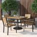 Oxford Garden Travira 4 - Person Square 36" Long Powder Coated Aluminum Outdoor Dining Set Wood in Black/Brown | 26 W x 26 D in | Wayfair 6140-PC.C