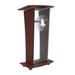 FixtureDisplays Wood Podium w/ Frost Acrylic Front Panel, 48" tall Pulpit Lectern w/ Pray Hand Decor in Brown | 48 H x 24 W x 15.7 D in | Wayfair