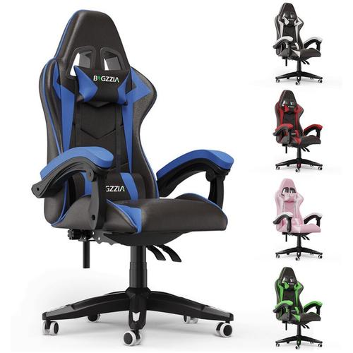 Bigzzia - Gaming Stuhl bis 136kg Gamer Stühle mit Lendenkissen + Gaming-Stühle Kopfstütze - Gaming