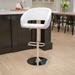 Wade Logan® Amberlie Vinyl Adjustable Height Barstool w/ Rounded Mid-Back Upholstered/Metal in Gray/White | 21 W x 20.5 D in | Wayfair