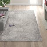 Gray/White 168 x 120 x 0.75 in Area Rug - Willa Arlo™ Interiors Helmsley Plush Fuzzy Non-Skid Solid Ultra-Soft Shag Indoor Runner Rug | Wayfair