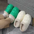 Comwarm – pantoufles en peluche à semelle épaisse et chaude pour femme chaussures légères en coton