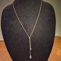 Michael Kors Jewelry | Michael Kors Faux Black Pearl & Crystal Lariat Necklace 24" Long Beautiful! | Color: Black/Gold | Size: Os