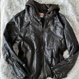 Levi's Jackets & Coats | Faux Leather + Hooded Sweatshirt Jacket | Color: Brown | Size: Xl