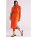 Anthropologie Dresses | Anthropologie Draped Cowl Neck Midi Dress | Color: Orange/Red | Size: S
