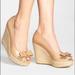 Michael Kors Shoes | Michael Kors Women's Blush Nude Meg Peep Toe Bow Wedge Size 8 | Color: Cream/Tan | Size: 8